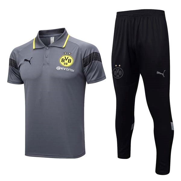 Polo Borussia Dortmund Set Completo 2023-2024 Grigio Nero